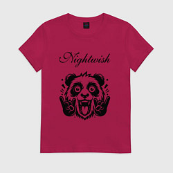 Футболка хлопковая женская Nightwish - rock panda, цвет: маджента