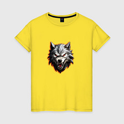 Футболка хлопковая женская Злой и страшный серый волк, цвет: желтый