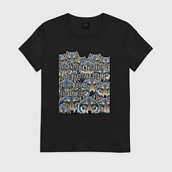 Футболка хлопковая женская Мемные волки - если человек выпивает 7 банок пива, цвет: черный