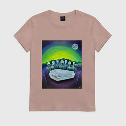 Футболка хлопковая женская Спящая красавица 3000 и Инопланетяне, цвет: пыльно-розовый