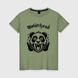 Футболка хлопковая женская Motorhead - rock panda, цвет: авокадо