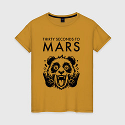 Футболка хлопковая женская Thirty Seconds to Mars - rock panda, цвет: горчичный