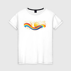 Женская футболка Радуга с солнцем и звездами