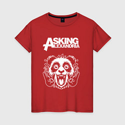 Футболка хлопковая женская Asking Alexandria rock panda, цвет: красный