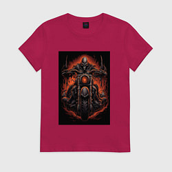 Женская футболка Скелет из ада едет на старом мотоцикле