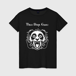 Футболка хлопковая женская Three Days Grace rock panda, цвет: черный