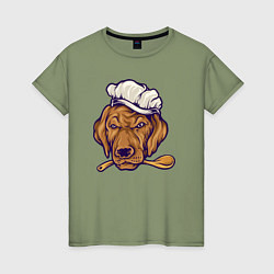 Футболка хлопковая женская Chef dog, цвет: авокадо