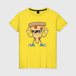 Футболка хлопковая женская Pizza fuck, цвет: желтый