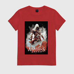 Футболка хлопковая женская Assassins creed poster, цвет: красный