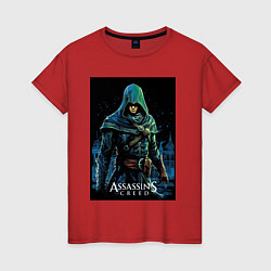 Футболка хлопковая женская Assassins creed в капюшоне, цвет: красный