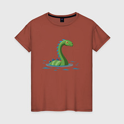 Женская футболка Динозаврик, плывущий в воде