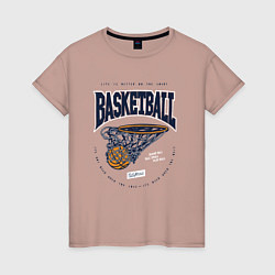 Футболка хлопковая женская Баскетбол Калифорния, цвет: пыльно-розовый