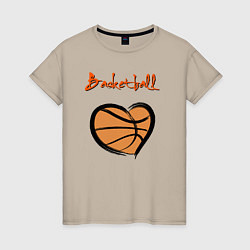 Футболка хлопковая женская Basket lover, цвет: миндальный