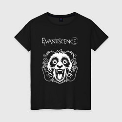 Футболка хлопковая женская Evanescence rock panda, цвет: черный