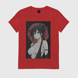 Футболка хлопковая женская Адский рай - секси Юдзуриха, цвет: красный