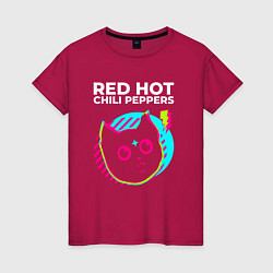 Футболка хлопковая женская Red Hot Chili Peppers rock star cat, цвет: маджента