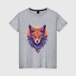 Футболка хлопковая женская Foxs Fiery Head, цвет: меланж