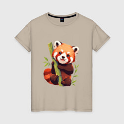 Футболка хлопковая женская The Red Panda, цвет: миндальный