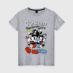 Футболка хлопковая женская Cuphead - devil, цвет: меланж