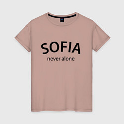 Футболка хлопковая женская Sofia never alone - motto, цвет: пыльно-розовый