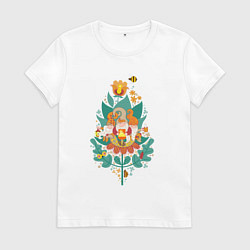 Футболка хлопковая женская Три веселых гнома, цвет: белый