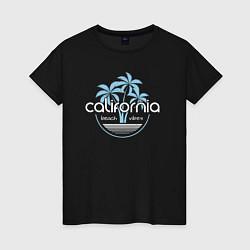 Футболка хлопковая женская California beach, цвет: черный