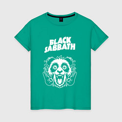 Футболка хлопковая женская Black Sabbath rock panda, цвет: зеленый