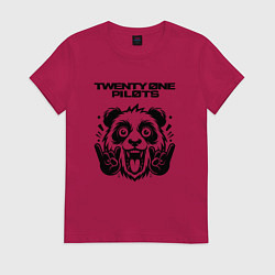 Футболка хлопковая женская Twenty One Pilots - rock panda, цвет: маджента
