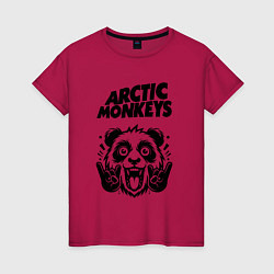 Футболка хлопковая женская Arctic Monkeys - rock panda, цвет: маджента