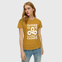 Футболка хлопковая женская Cloud9 - in logo, цвет: горчичный — фото 2