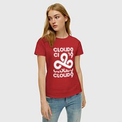 Футболка хлопковая женская Cloud9 - in logo, цвет: красный — фото 2