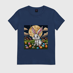 Футболка хлопковая женская Пасха при луне, цвет: тёмно-синий