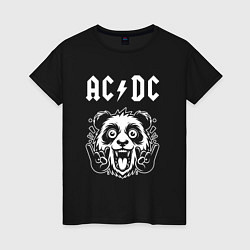 Футболка хлопковая женская AC DC rock panda, цвет: черный