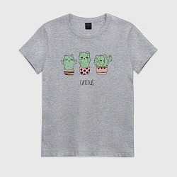 Футболка хлопковая женская Cactus cat, цвет: меланж