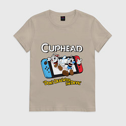 Футболка хлопковая женская Switch cuphead, цвет: миндальный