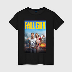 Футболка хлопковая женская Ryan Gosling and Emily Blunt the fall guy, цвет: черный