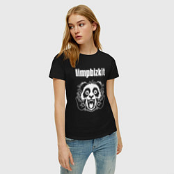 Футболка хлопковая женская Limp Bizkit rock panda, цвет: черный — фото 2
