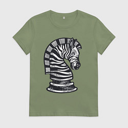 Футболка хлопковая женская Шахматная зебра, цвет: авокадо
