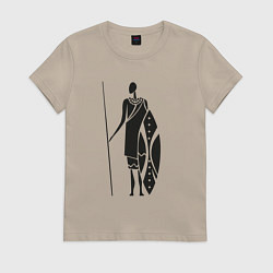 Футболка хлопковая женская Африканец, цвет: миндальный