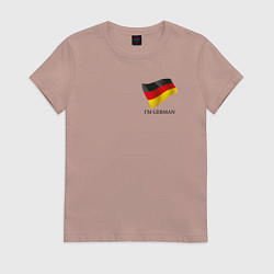 Футболка хлопковая женская Im German - motto, цвет: пыльно-розовый