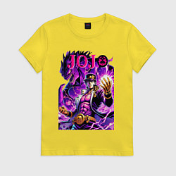 Футболка хлопковая женская Jotaro Kujo and his new stand ai art, цвет: желтый