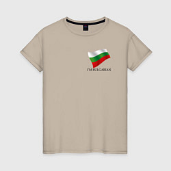 Футболка хлопковая женская Im Bulgarian - motto, цвет: миндальный