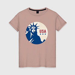 Футболка хлопковая женская Liberty USA, цвет: пыльно-розовый