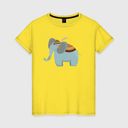 Футболка хлопковая женская Cute elephant, цвет: желтый