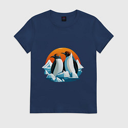 Женская футболка Пингвины среди льдов
