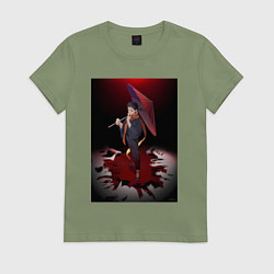 Футболка хлопковая женская Re:Zero Субару Нацуки, цвет: авокадо