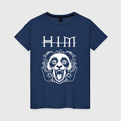 Футболка хлопковая женская HIM rock panda, цвет: тёмно-синий