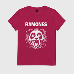 Футболка хлопковая женская Ramones rock panda, цвет: маджента