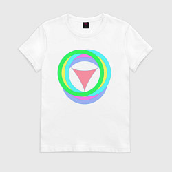 Футболка хлопковая женская Кольца окружностей с треугольником, цвет: белый