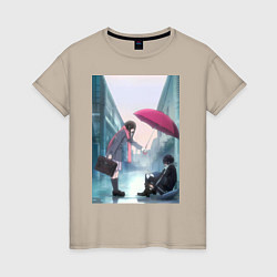 Футболка хлопковая женская Хиёри Ики Ято, цвет: миндальный